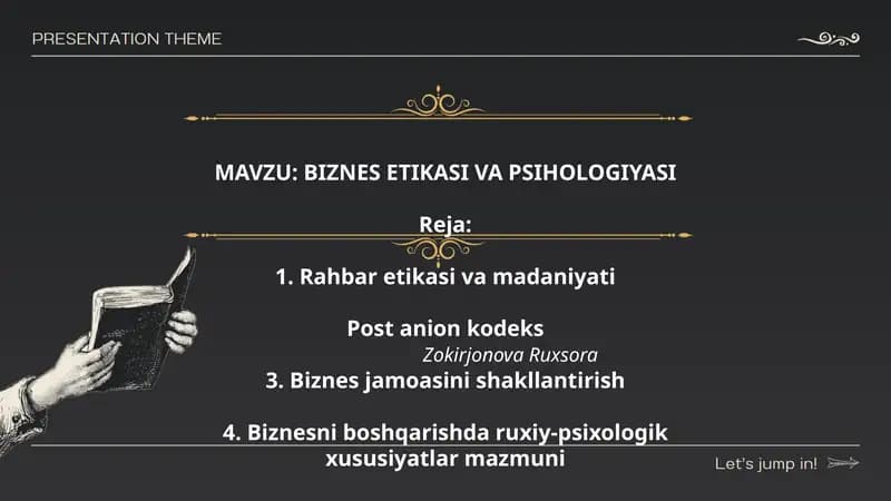 BIZNES ETIKASI VA PSIHOLOGIYASI