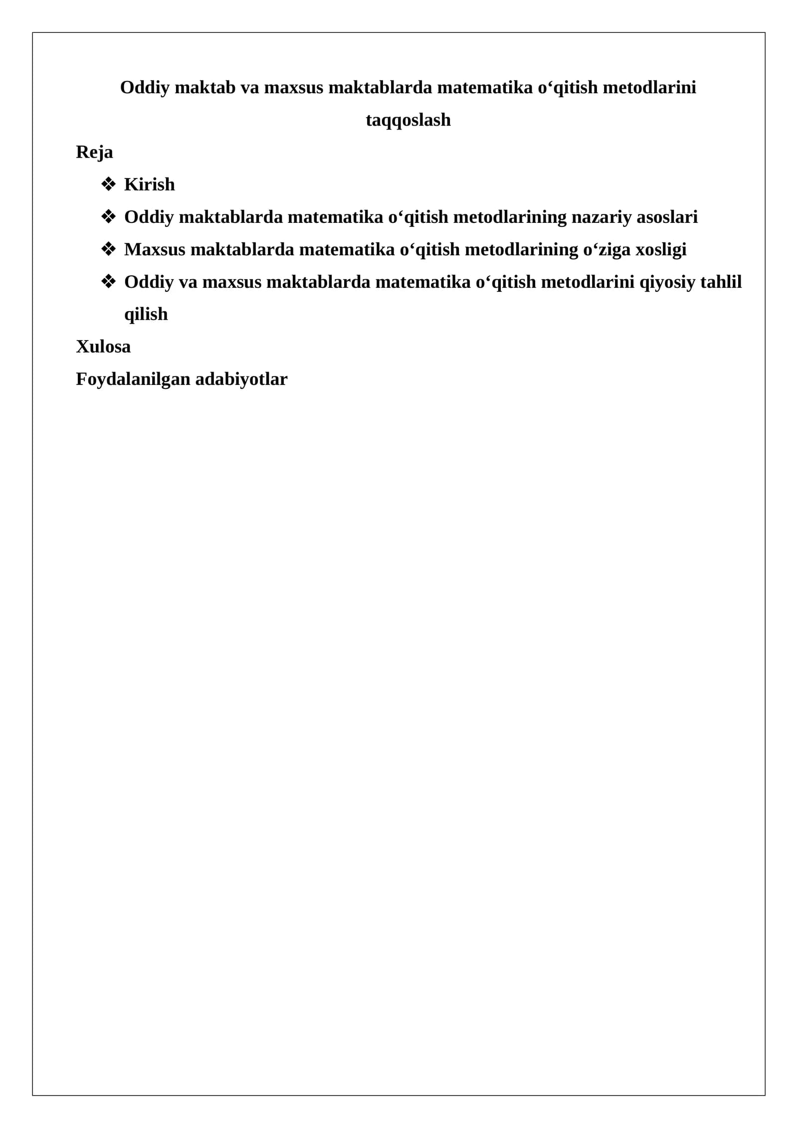 Oddiy maktab va maxsus maktablarda matematika o‘qitish metodlarini taqqoslash