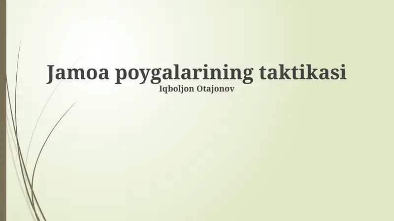 Jamoa poygalarining taktikasi