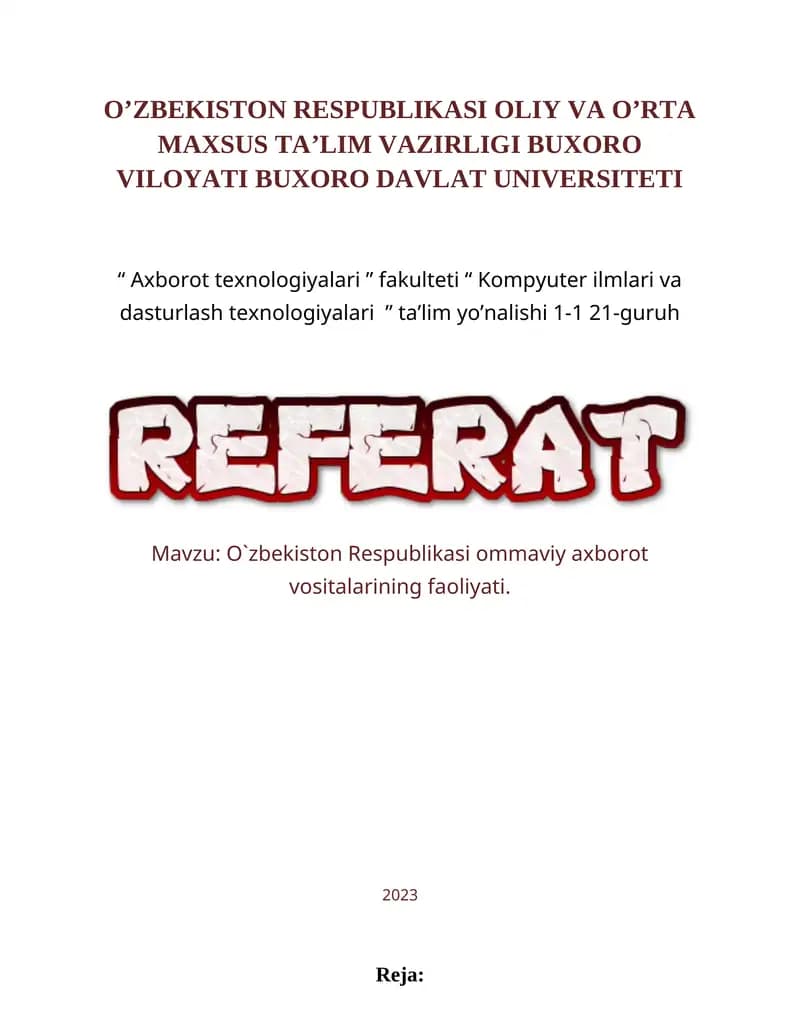 Ommaviy axborot vositalari faoliyati