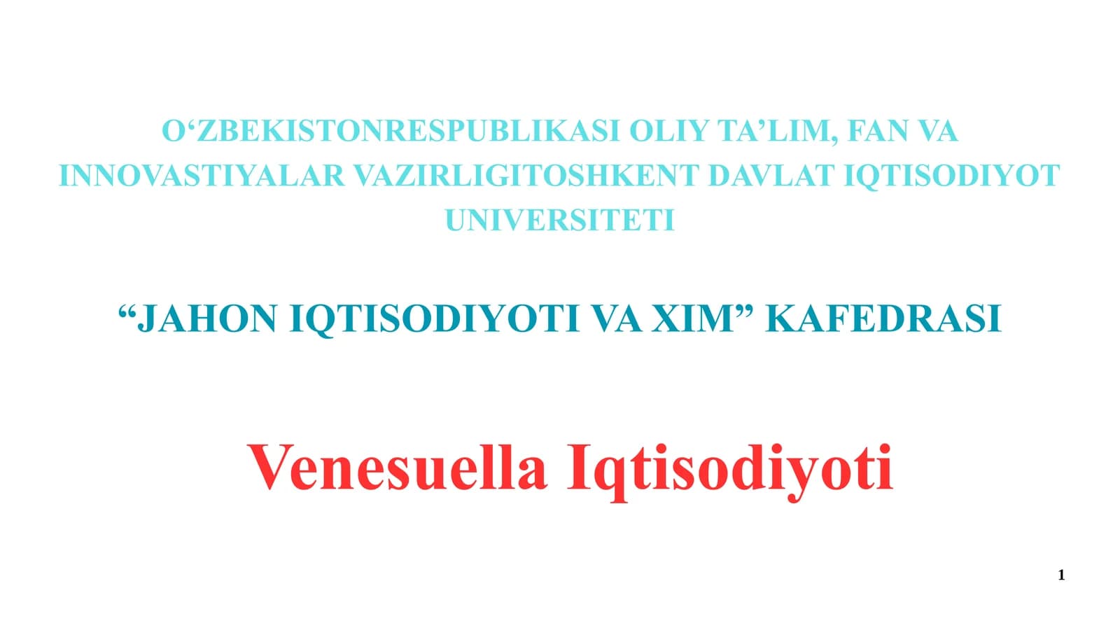 Venesuella iqtisodiyoti va emperik tahlili
