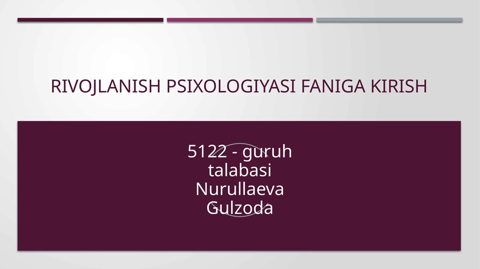 Rivojlanish psixologiyasi faniga kirish