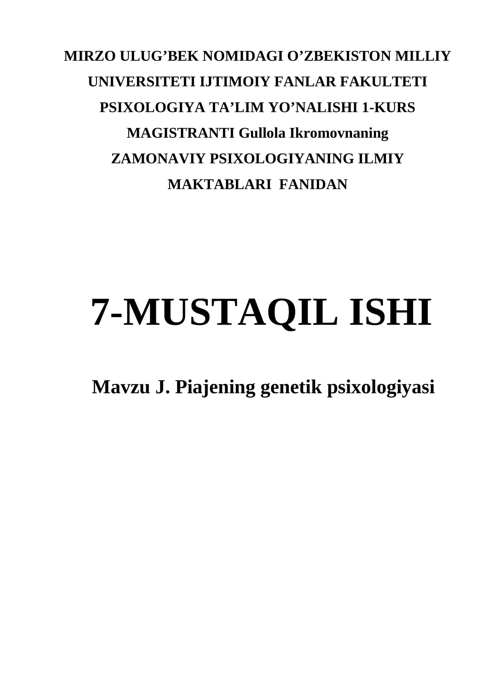 J. Piajening genetik psixologiyasi