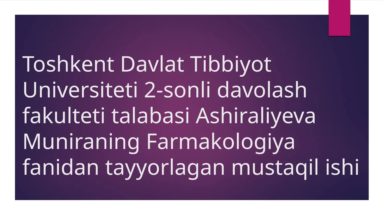 Gipertenziv vositalari va odam organizmi tonusini kuchaytiruvchi dori vositalari.