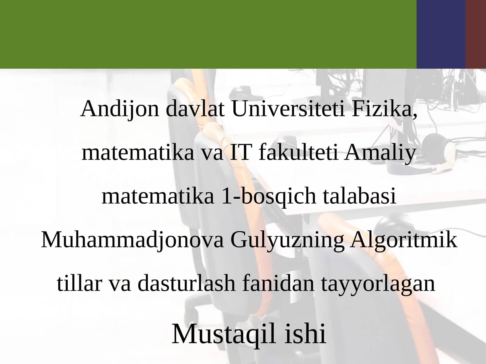 Algoritmik tillar va dasturlash fanidan tayyorlagan