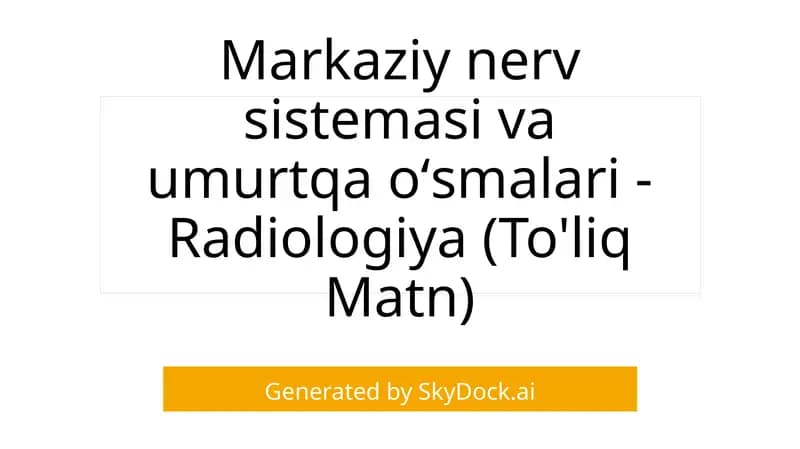 Radiologiya (To'liq Matn)