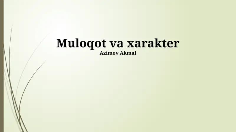 Muloqot va xarakter