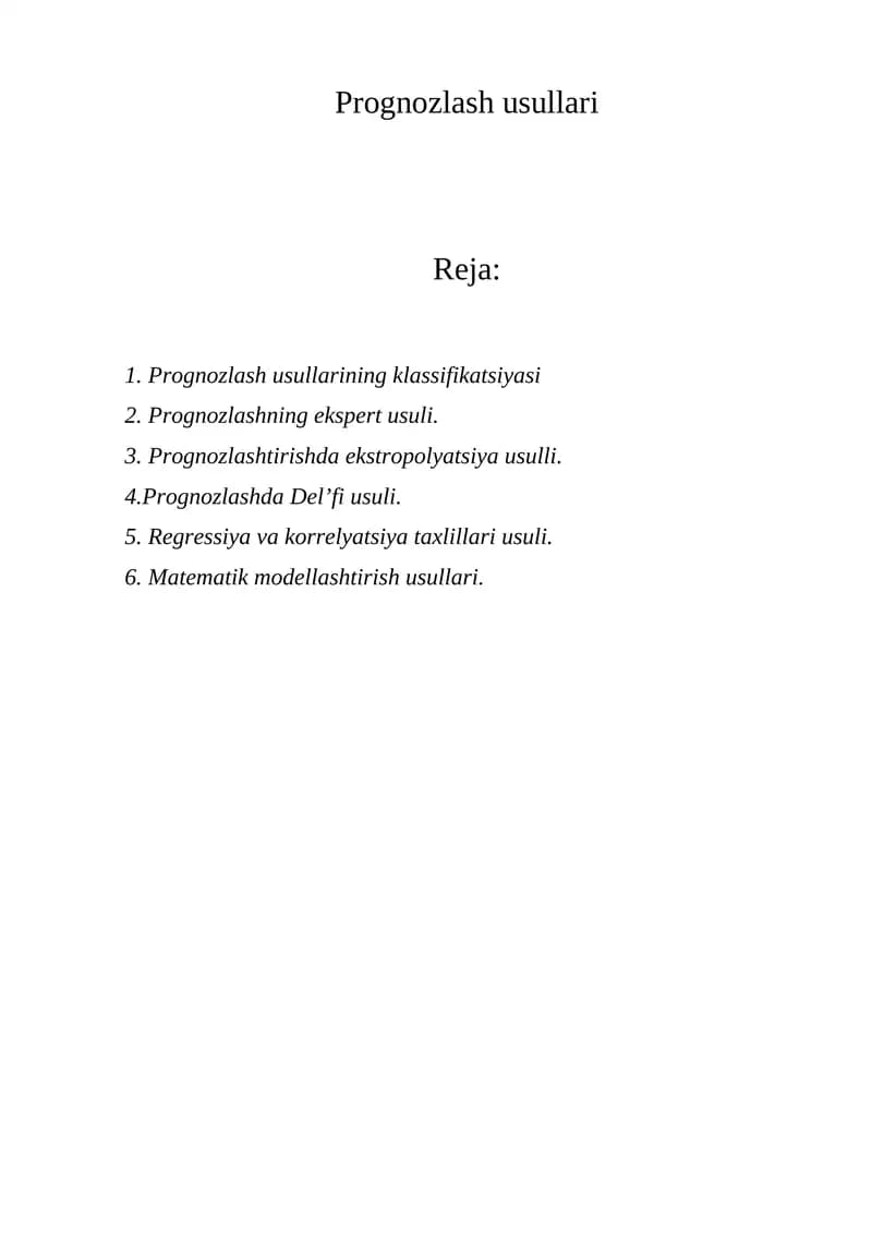 Prognozlash usullari