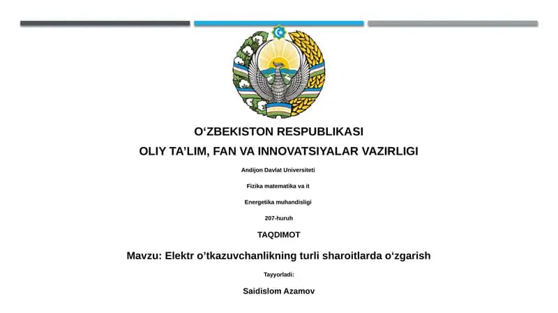 Elektr oʼtkazuvchanlikning turli sharoitlarda oʻzgarish