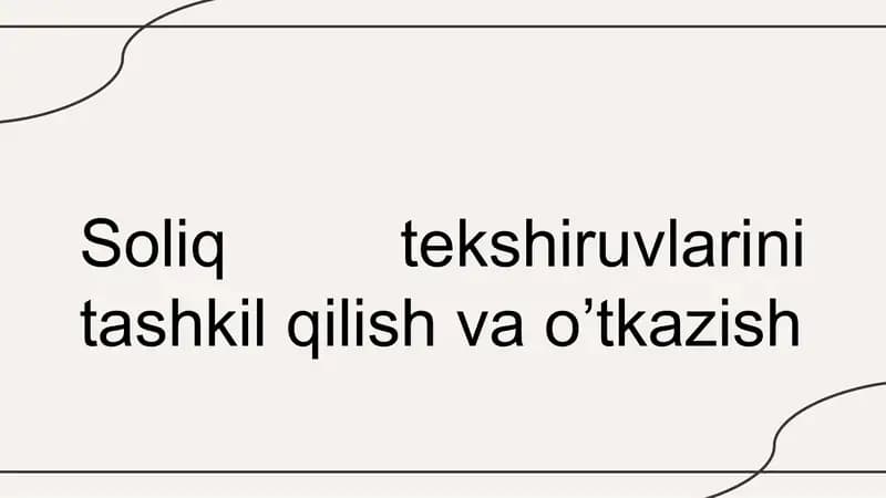 Soliq tekshiruvlarini tashkil qilish va o’tkazish