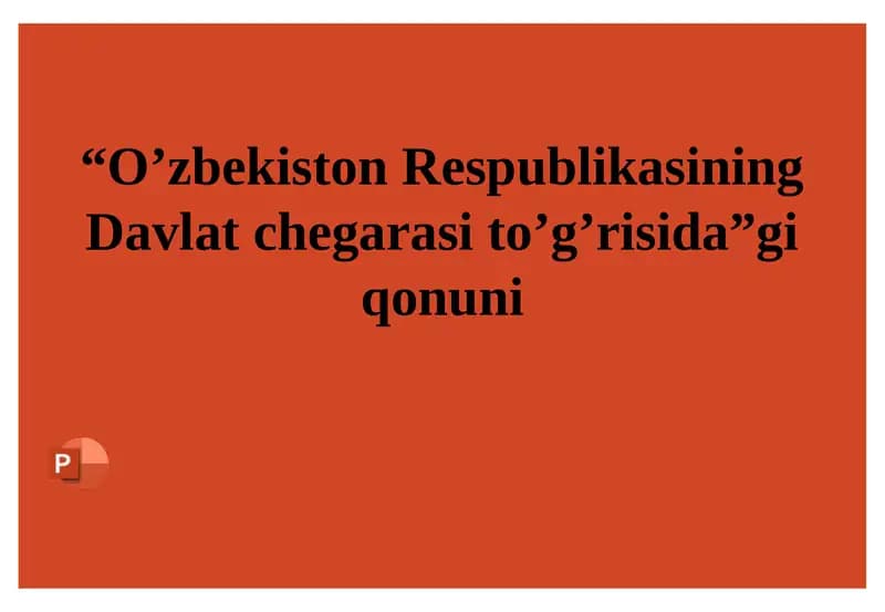 O’zbekiston Respublikasining Davlatchegarasi to’g’risida