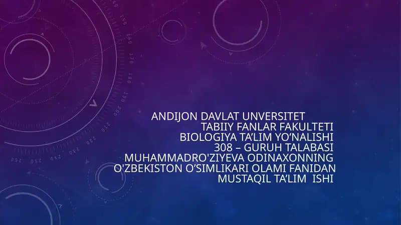 O’zbekiston o’rmon o’simliklari haqida umumiy ma’lumot