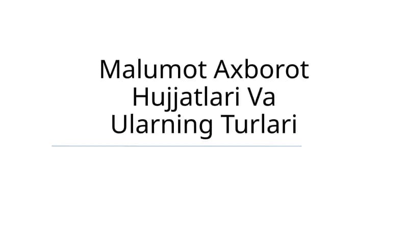 Kirish Ma'lumot va Hujjatlari