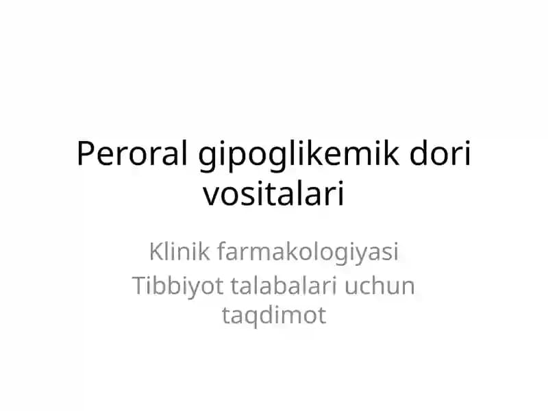 Peroral gipoglikemik dori vositalari