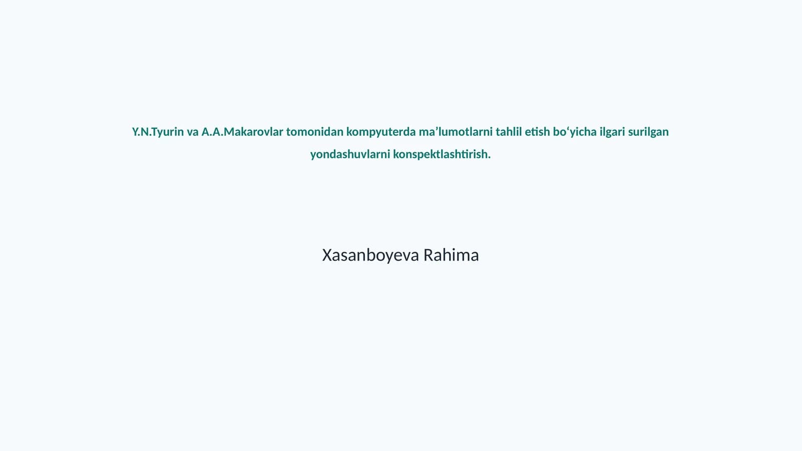 Ma’lumotlarni tahlil qilish asoslari