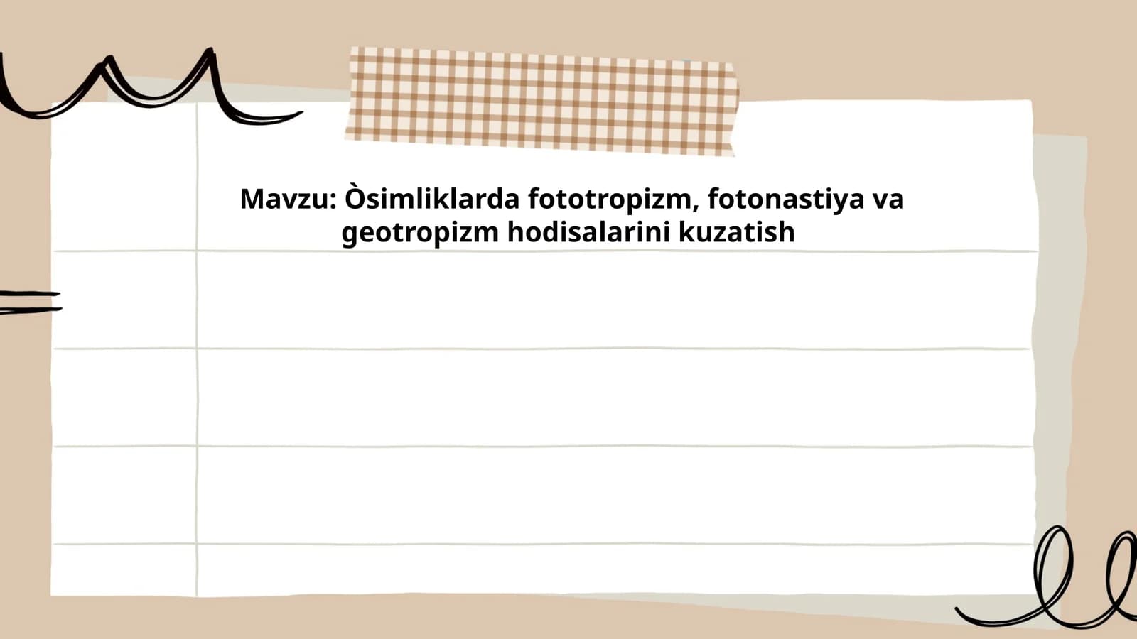 Òsimliklarda fototropizm, fotonastiya va geotropizm hodisalarini kuzatish