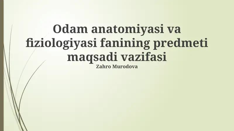 Inson anatomiyasi va fiziologiyasi