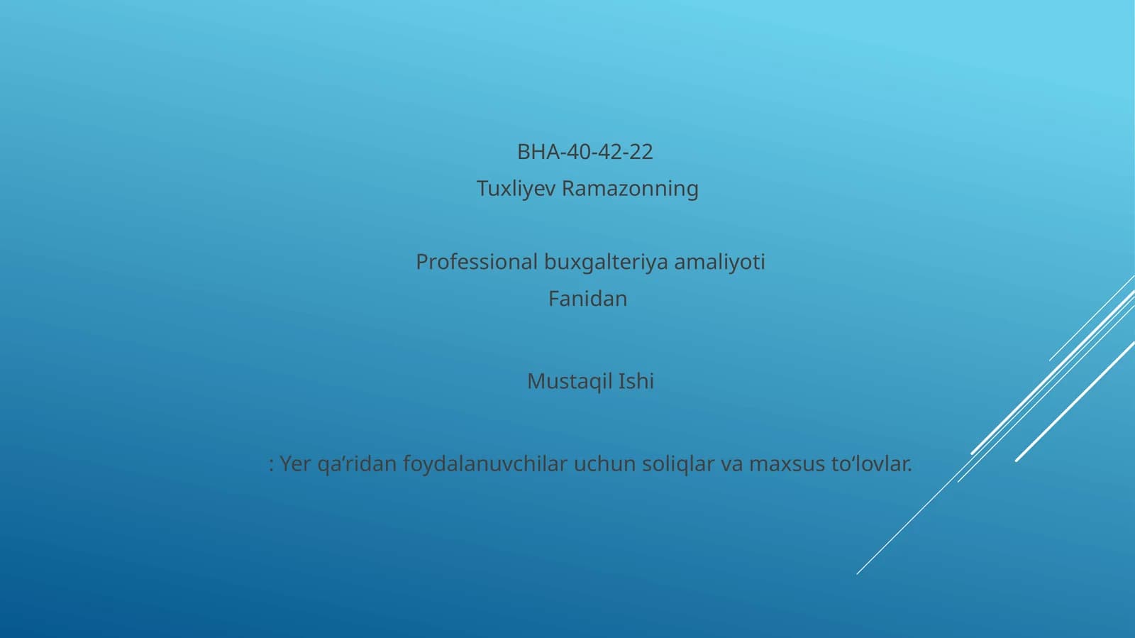 Yer qa’ridan foydalanuvchilar uchun soliqlar va maxsus to‘lovlar