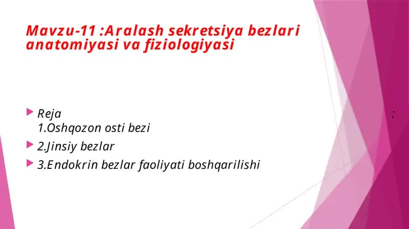 Aralash sekretsiyabezlar anatomiyasi va fiziologiyasi