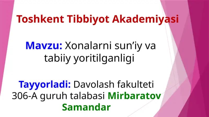 Sun'iy yoritish me’yorlari