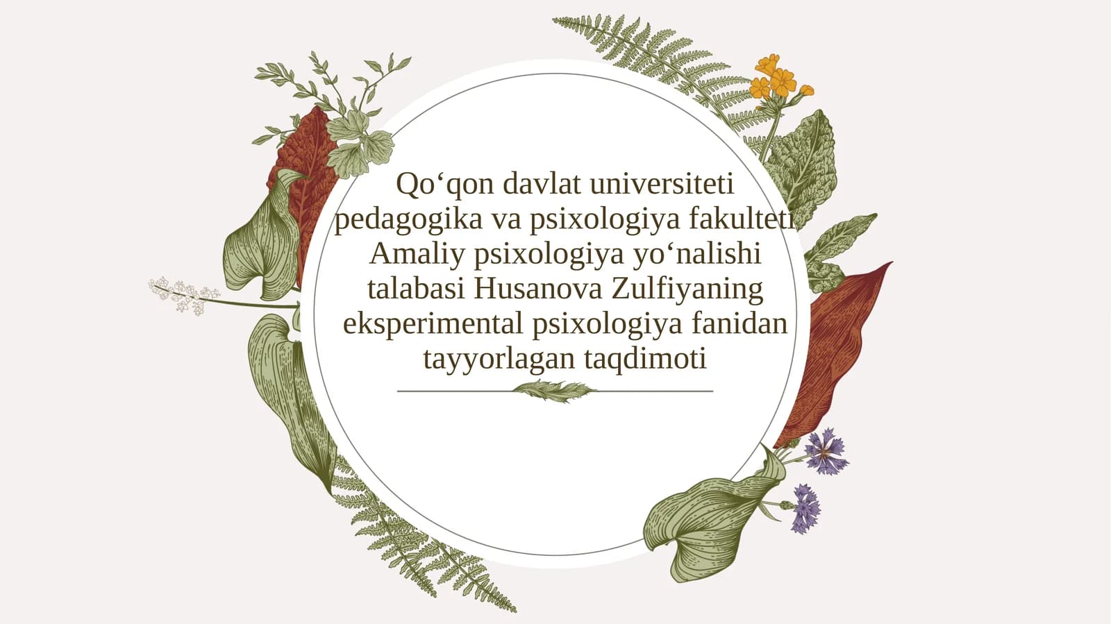 Eksperimental psixologiya fanidan taqdimot