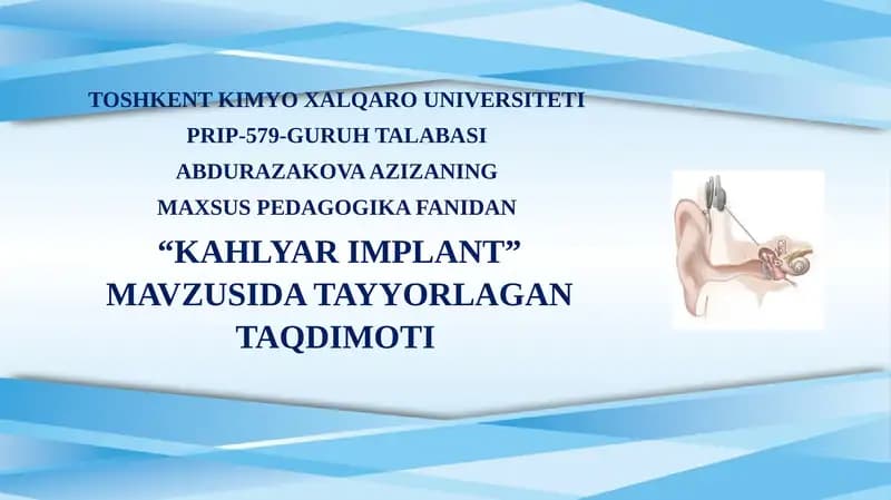 KAHLYAR IMPLANT TAQDIMOTI