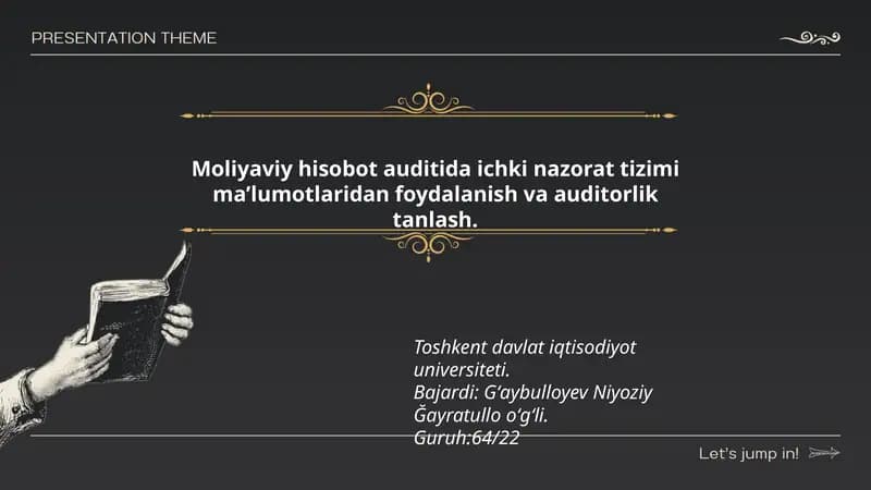 Moliyaviy hisobot auditida ichki nazorat tizimi