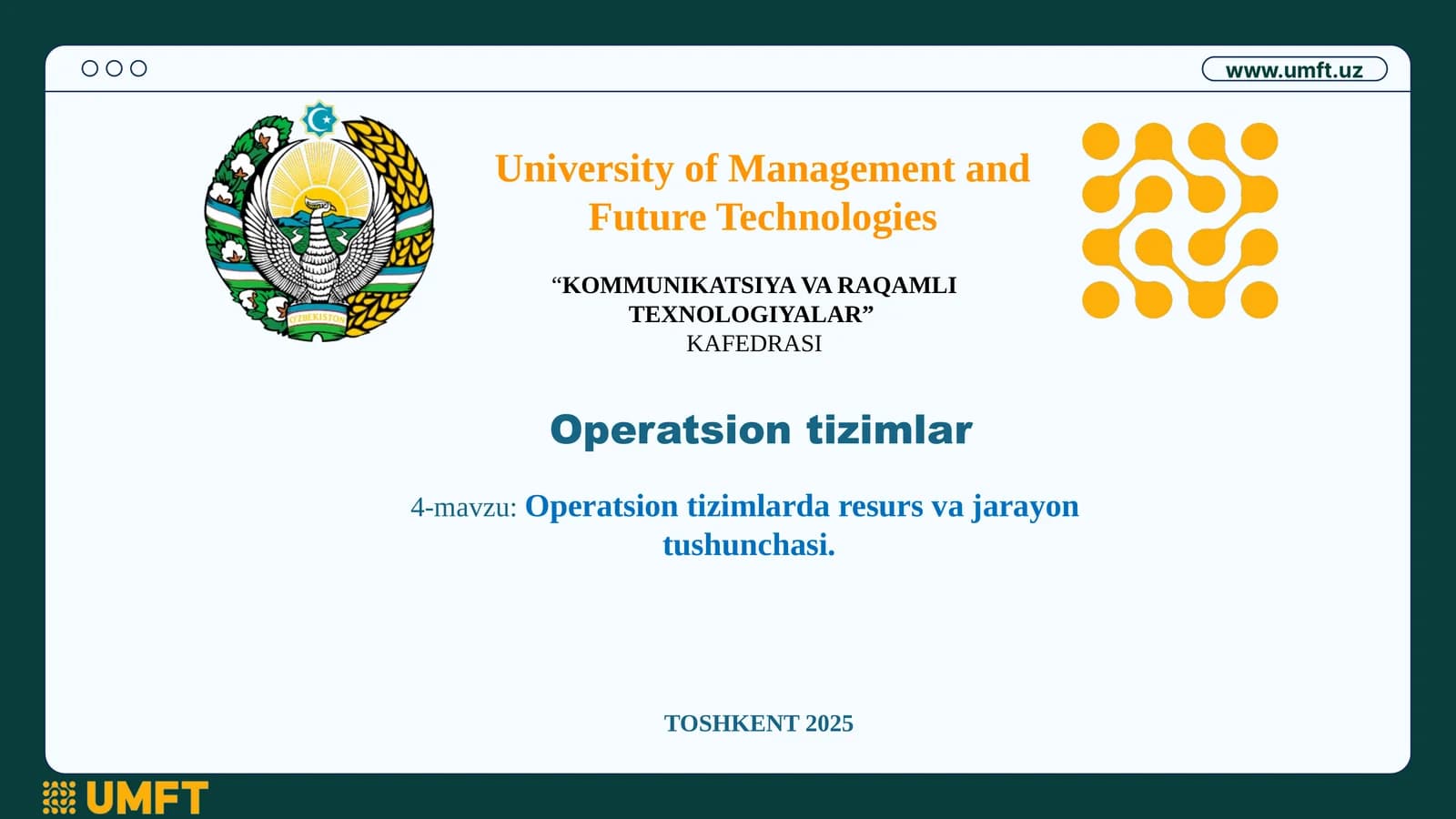 Operatsion tizimlarda resurs va jarayon tushunchasi