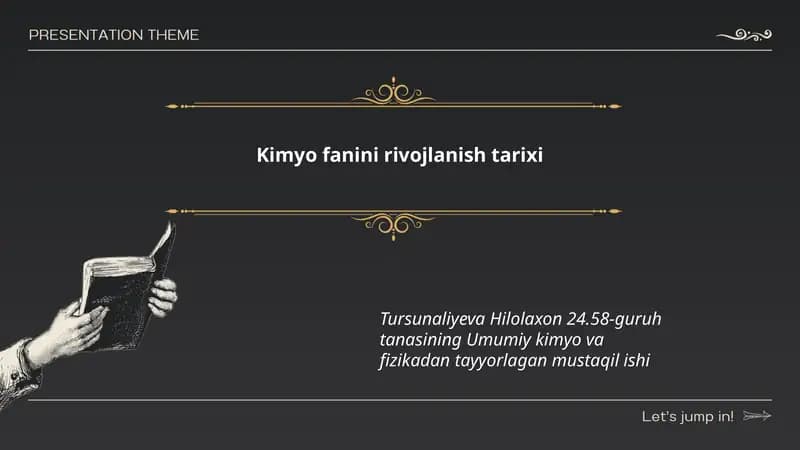 Kimyo fanini rivojlanish tarixi