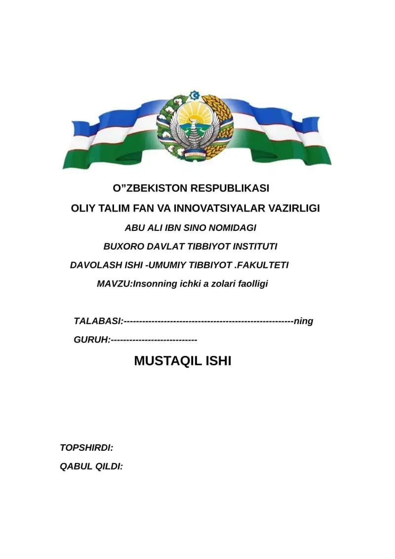 Insonning ichki a zolari faolligi