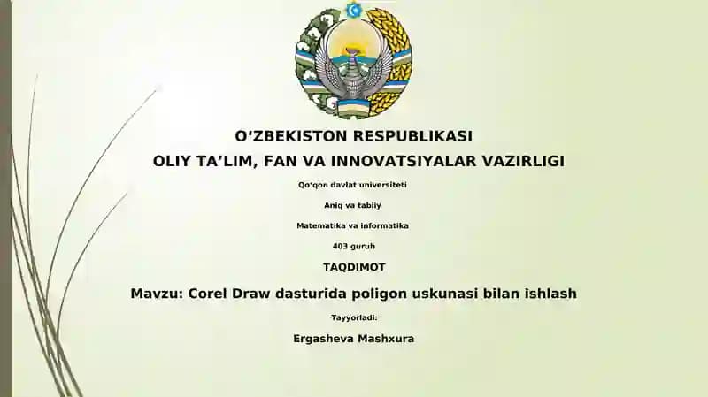 Corel Draw dasturida poligon uskunasi bilan ishlash