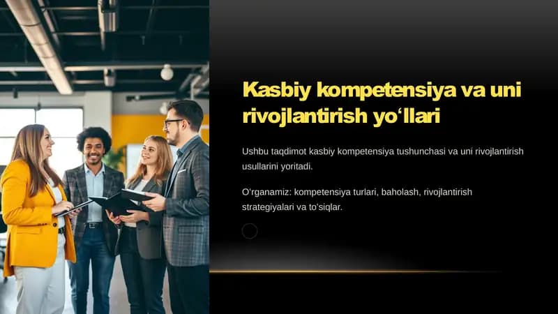 Kasbiy kompetensiya va uni rivojlantirish yoʻllari