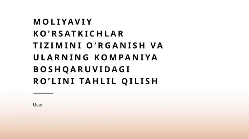 Moliyaviy ko’rsatkichlar tizimi