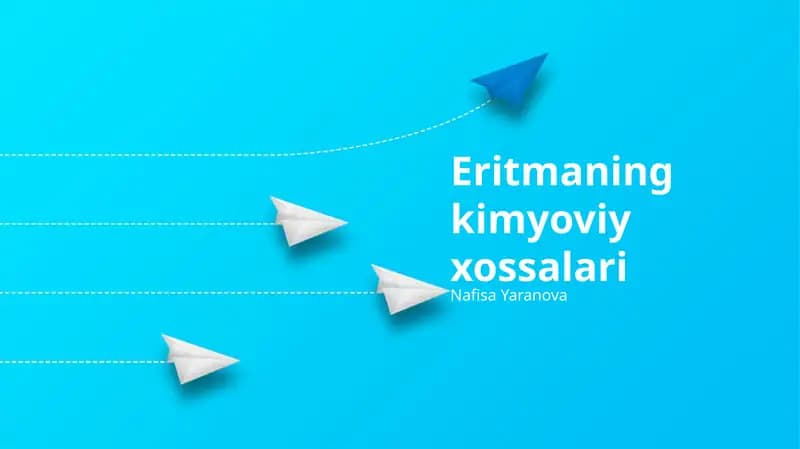 Eritmaning kimyoviy xossalari