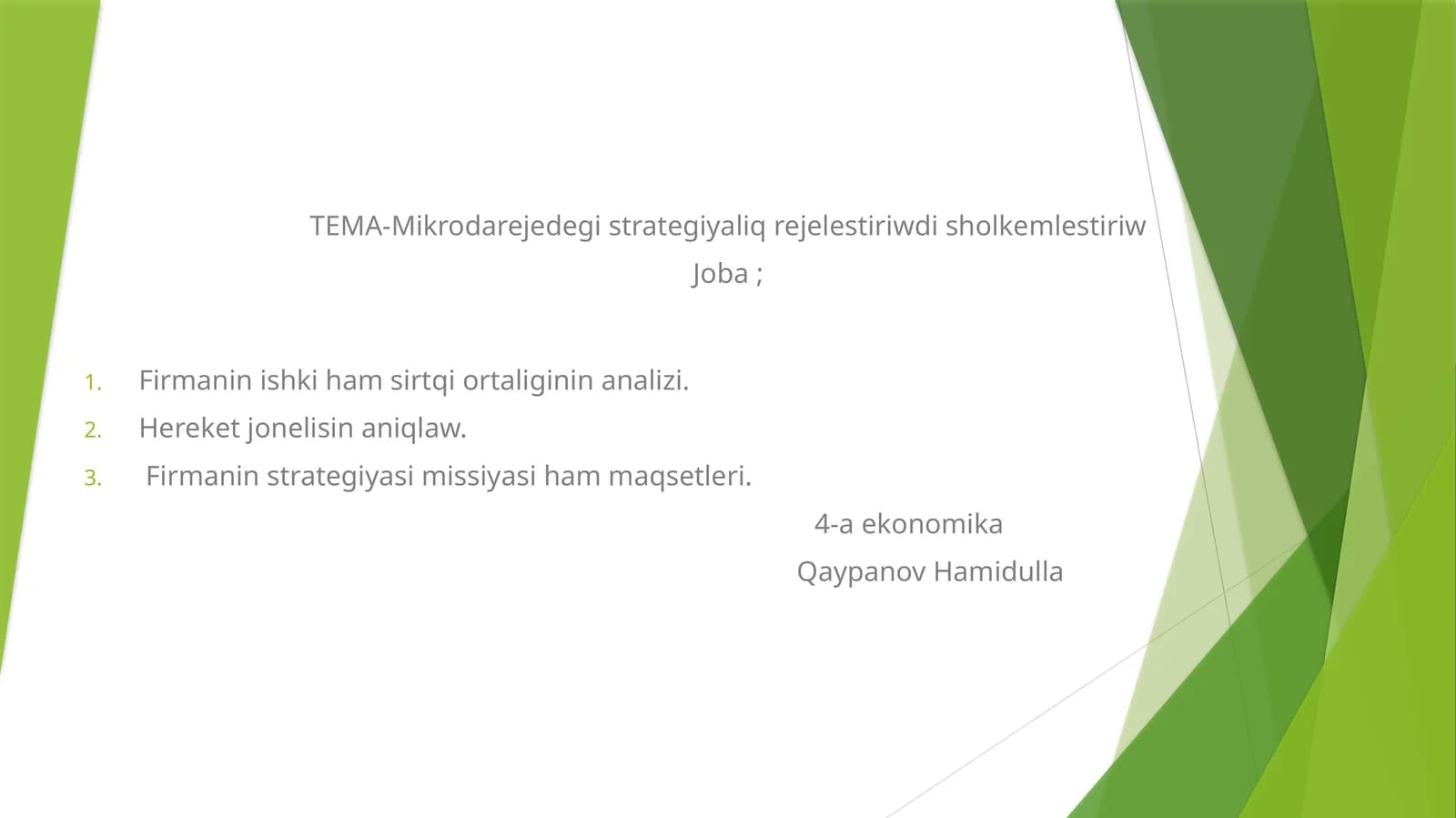 Tema-Mikrodarejedegi strategiyaliq rejelestiriwdi sholkemlestiriw