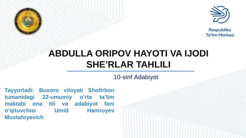 ABDULLA ORIPOV HAYOTI VA IJODI