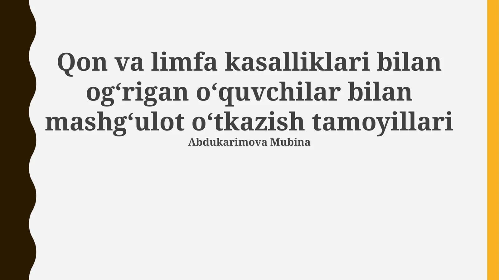 Qon va limfa kasalliklari bilan ogʻrigan oʻquvchilar bilan mashgʻulot oʻtkazish tamoyillari