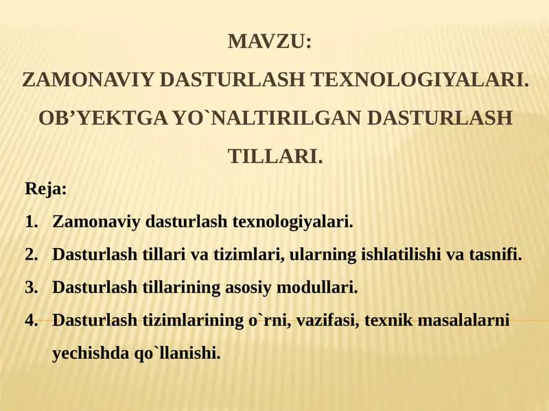Zamonaviy dasturlash texnologiyalari
