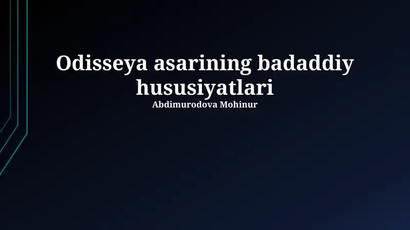 Odisseya asarining badaddiy hususiyatlari