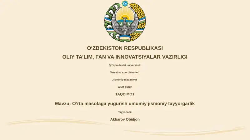 Umumiy jismoniy tayyorgarlik asoslari