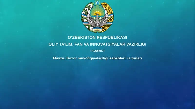 Bozor muvofiqiyatsizligi sabablari va turlari