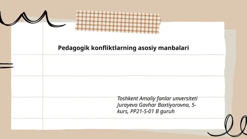 Pedagogik konfliktlarning asosiy manbalari