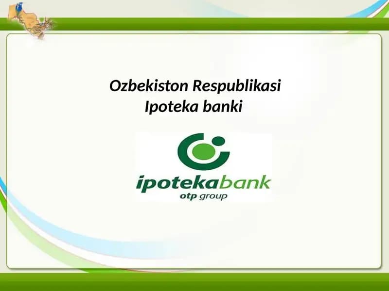 Ipoteka bankining yillik koʻrsatkichlari slayd koʻrinishida