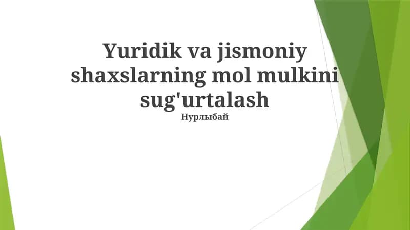 Shaxsiy Mol-Mulk Sug'urtasi