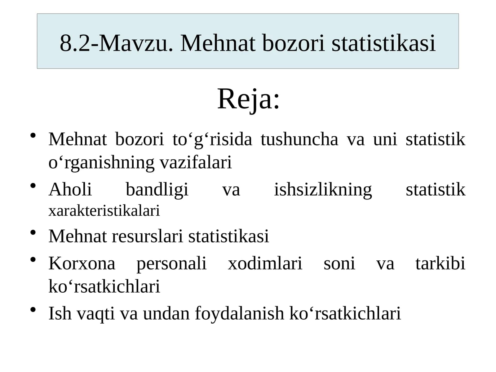 Mehnatbozor statistikasi