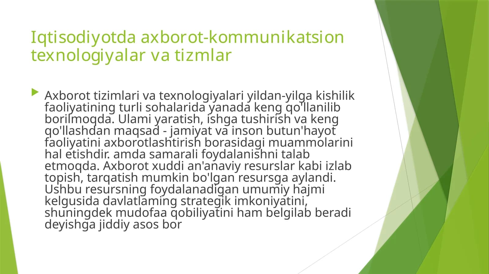 Iqtisodiyotda axborot-kommunikatsion texnologiyalari va tizimlar