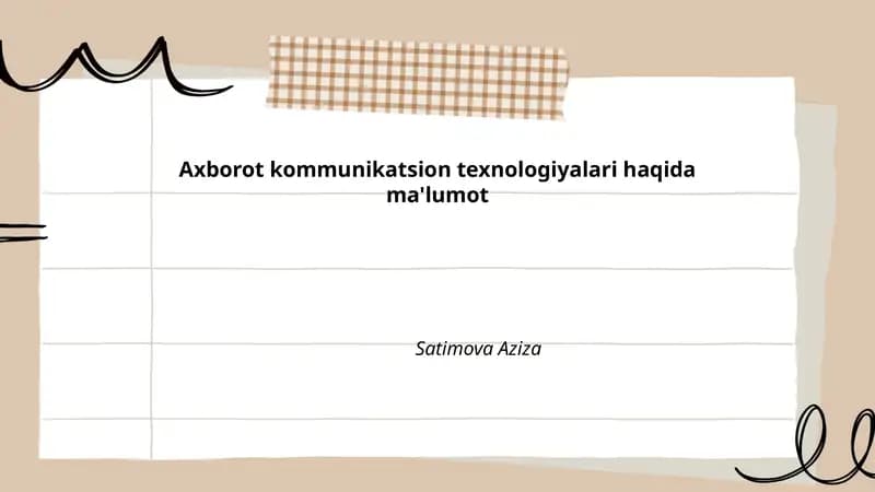 Axborot-kommunikatsion texnologiyalar