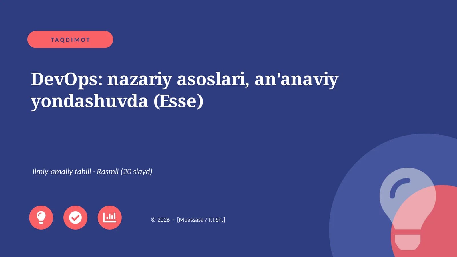 DevOps: nazariy asoslari, an'anaviy yondashuvda (Esse)