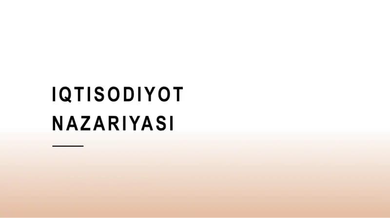 Iqtisodiyot Nazariyasi