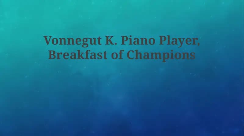 Vonnegut K. Piano Player, Breakfast of Champions